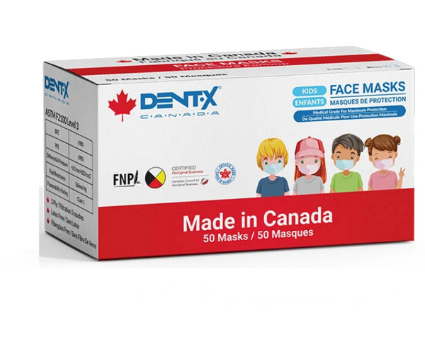 Level3.Dent-X Kids Face Mask.Made in Canada.BLUE 50pc/box.