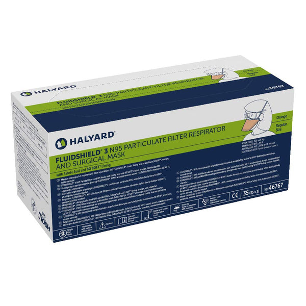 N95 Niosh fluidshield Halyard masks >99% PFE.35pcs/box.