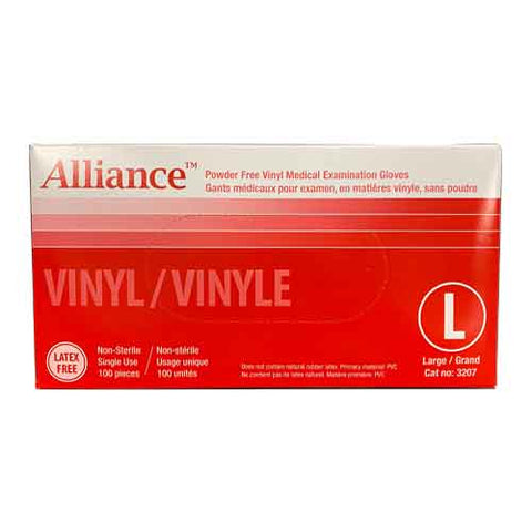 Alliance PF Vinyl Gloves 100 pcs/box.$10/box