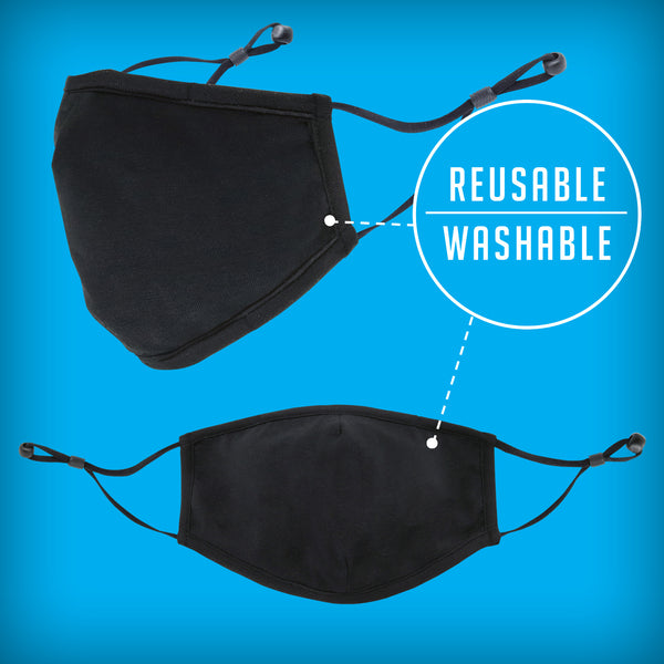 3 Layer Reusable/Washable Cotton Face Mask. Adjustable Ear Loops 12pc/box