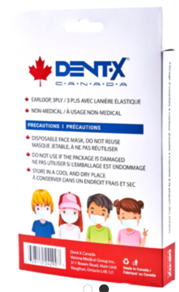 4 Kids Face Mask Dent-X. Made in Canada. Blue 50pc/box.