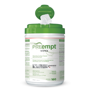 PREempt Disinfectant Wipes 160 sheets. 12tubs/case. 1 case in stock.
